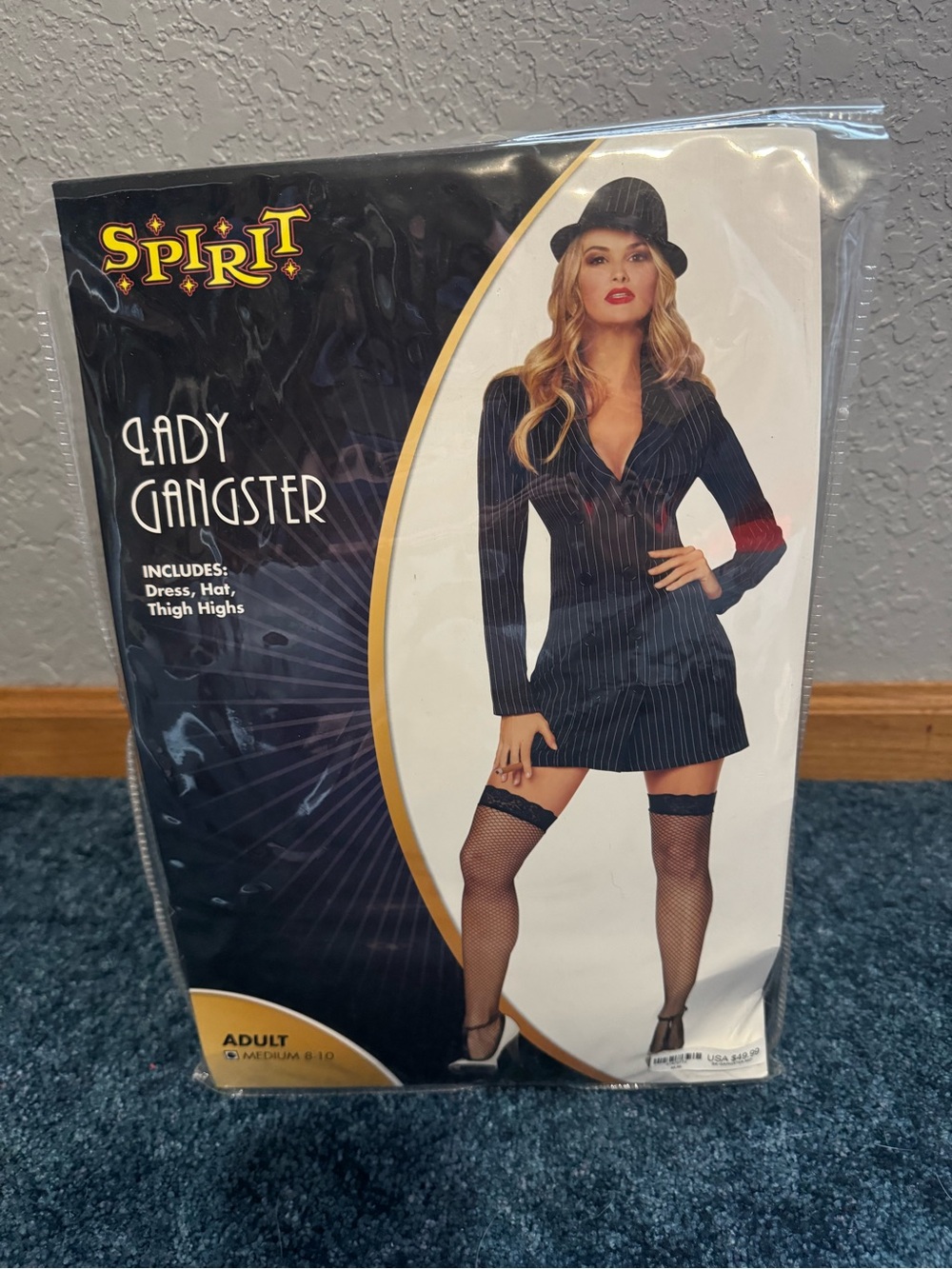 Spirit Black Pinstripe Lady Gangster Costume with Hat